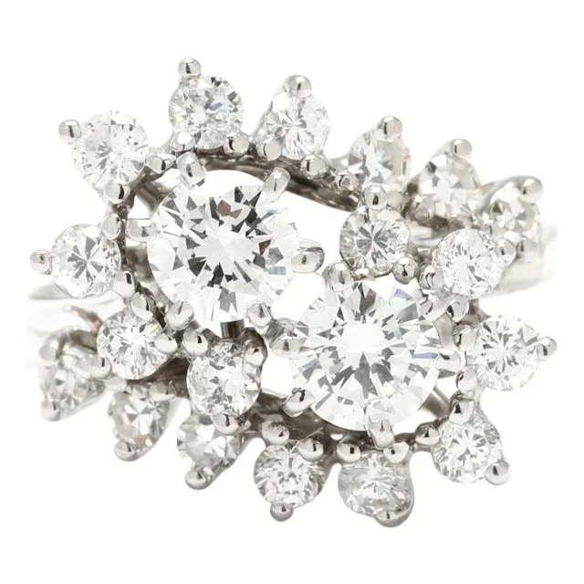 1.08ctw Diamond Cluster Ring, 14k White Gold, Ring Size 4.5