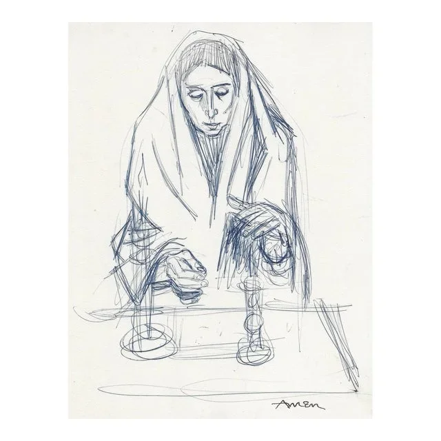 1950s Irving Amen Sabbath Drawing