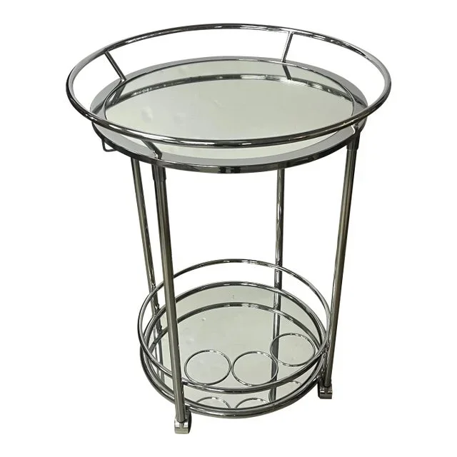 1950s Mid Century Chrome and Mirrored Bar Cart