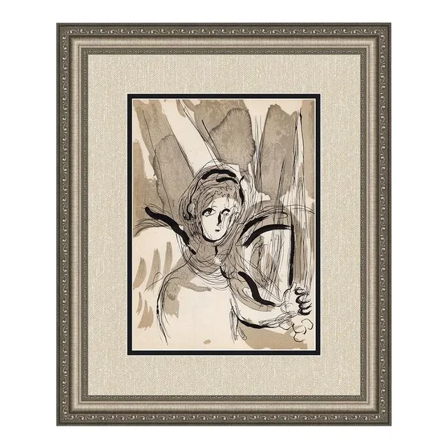 1956 Marc Chagall Lithograph Angel With an Epee Framed