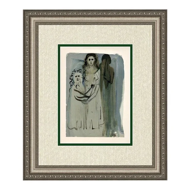 1960 Salvador Dali Purgatory Authentic Woodcut Framed
