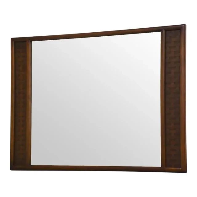 1960s Lane Perception Walnut Mirror, Unmarked