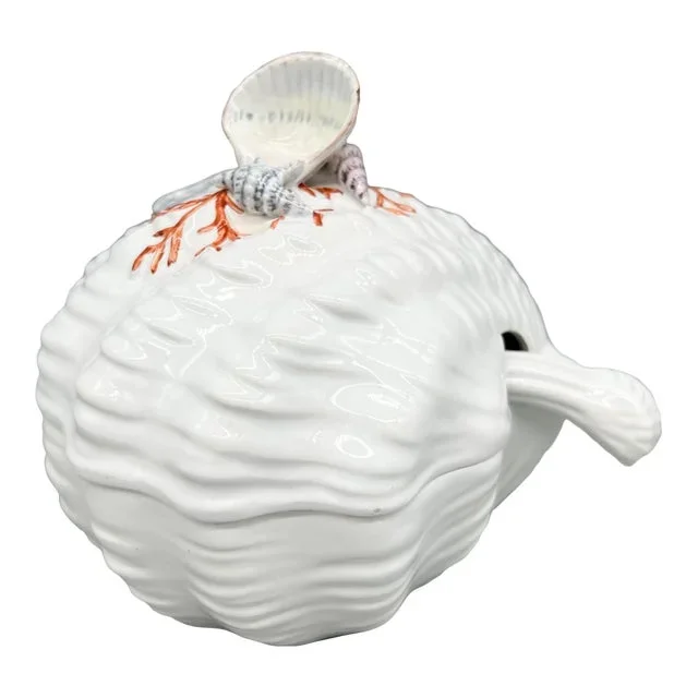 1970s Italian Ceramic Shell Gravy Boat With Ladle – Meiselman Imports Sauce Tureen