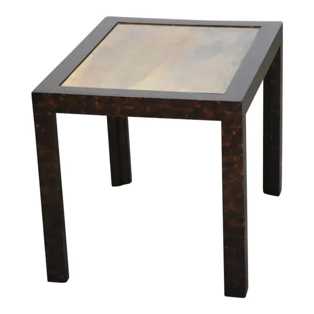 1970s John Widdicomb Faux Burl and Brass End Table