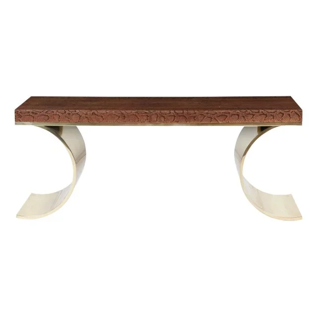 1970s Karl Springer Python Console on Brass Base