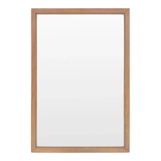 1970s Solid Walnut Rectangle Frame Mid Century Modern Wall Mirror
