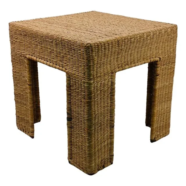 1970s Square Rattan Side Table by Mario Lopez Torres
