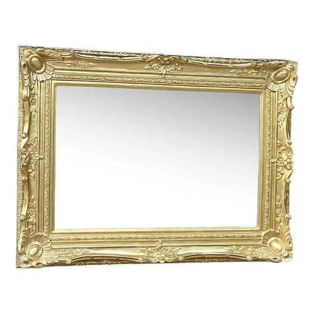 1980 French Louis XVI Gilded Beech Wall Mirror – Handmade