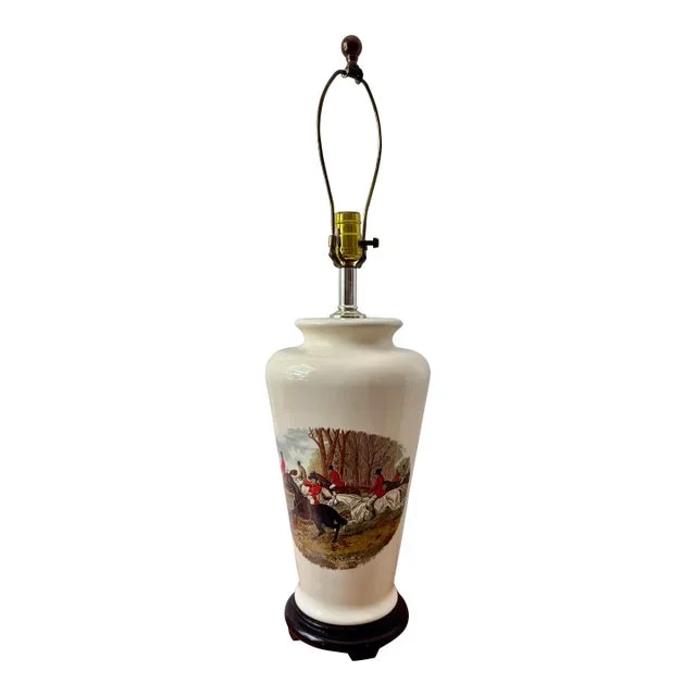 1980s Fox Hunt Lamp Tally Ho Table Lamp