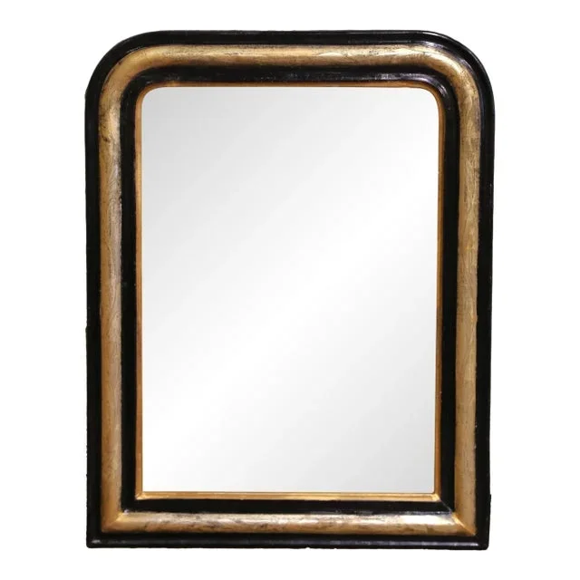 19th Century French Louis Philippe Two-Tone Giltwood and Ebonized Wall Mirror