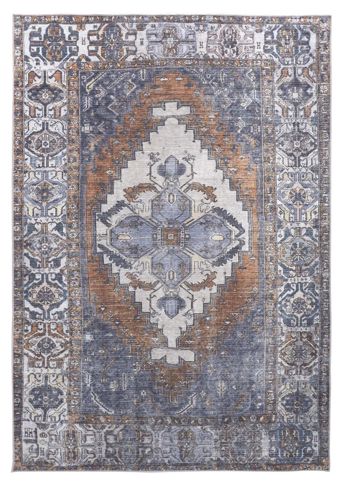 2′ x 3′ Blue Ivory and Brown Floral Area Rug