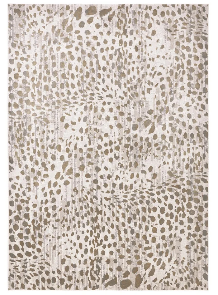 2′ x 3′ Brown and Ivory Abstract Stain Resistant Area Rug