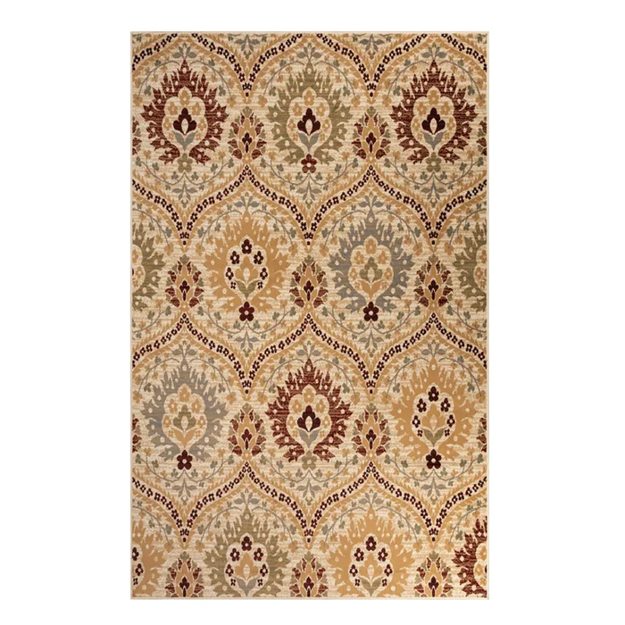 2′ x 3′ Camel Gray and Rust Floral Stain Resistant Area Rug