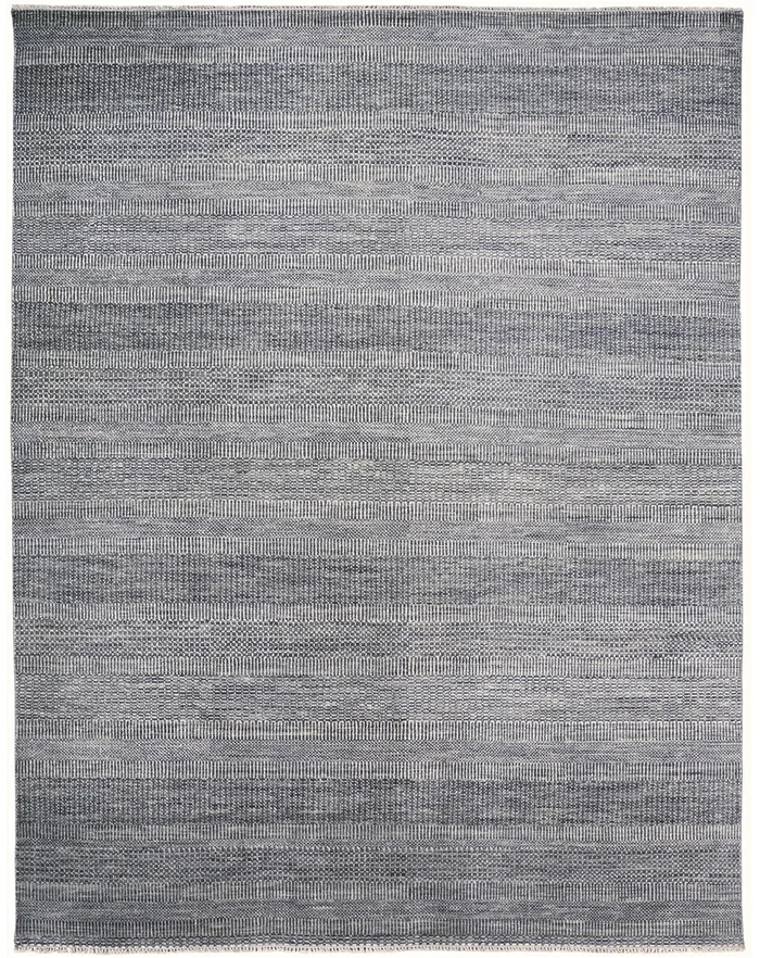 2′ x 3′ Silver Wool Striped Hand Knotted Area Rug