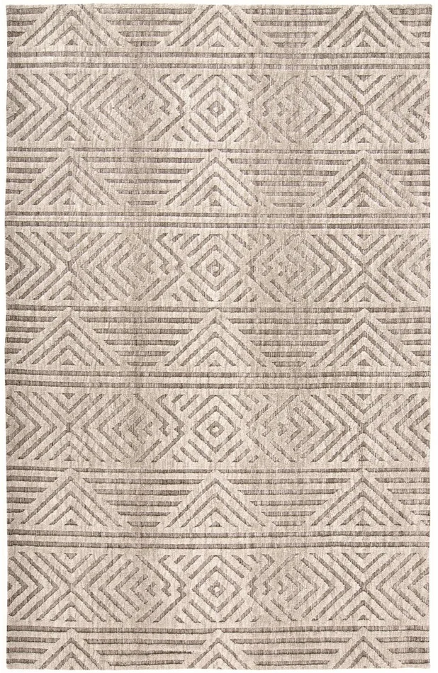 2′ x 3′ Tan Ivory and Brown Geometric Stain Resistant Area Rug