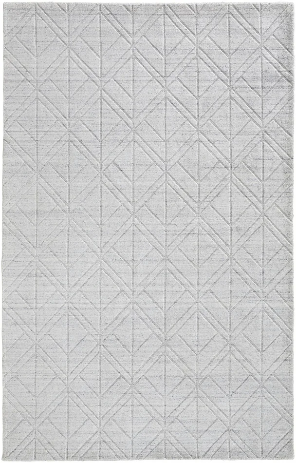2′ x 3′ White and Silver Striped Hand Woven Area Rug