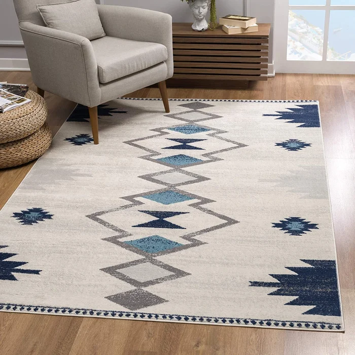 2′ x 5′ Cream Southwestern Dhurrie Area Rug