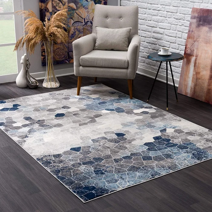 2′ x 5′ Navy Blue Cobblestone Pattern Area Rug