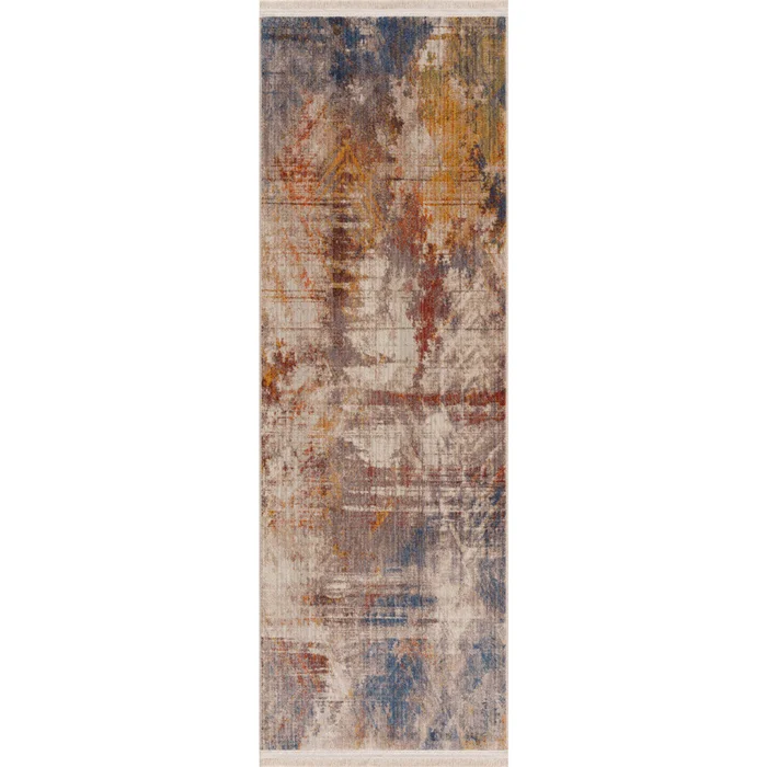 2′ x 6′ Gray Abstract Distressed Polyester Runner Rug