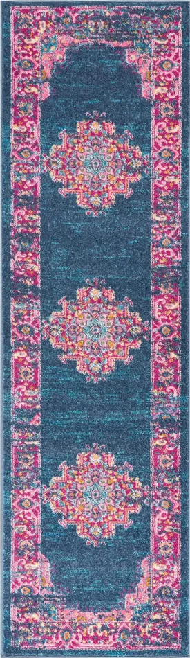 2′ x 8′ Blue Power Loom Runner Rug