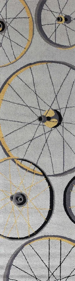 2′ x 8′ Grey Wheels Runner Rug