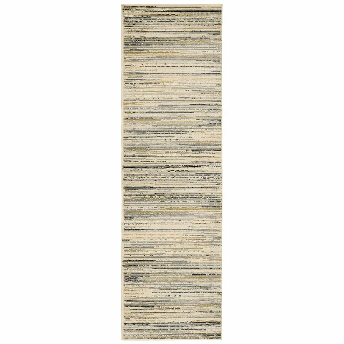 2′ x 8′ Ivory Sage Abstract Lines Indoor Runner Rug