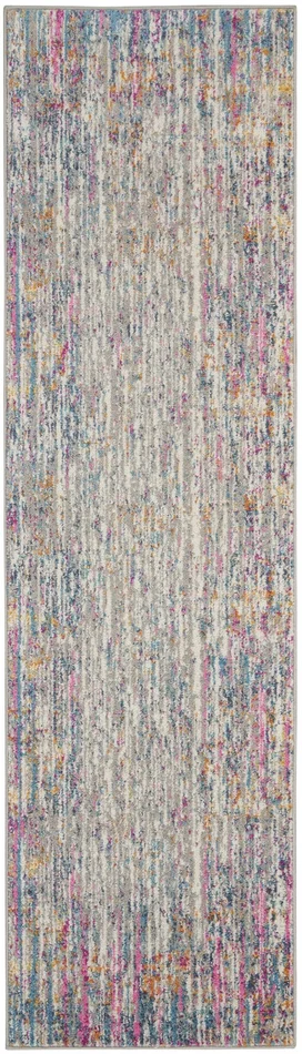 2′ x 8′ Pink and Ivory Abstract Power Loom Runner Rug