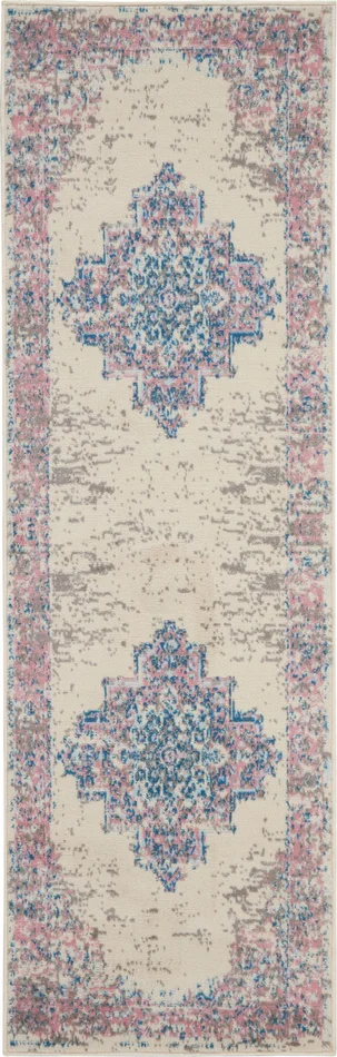 2′ x 8′ Pink Damask Power Loom Runner Rug