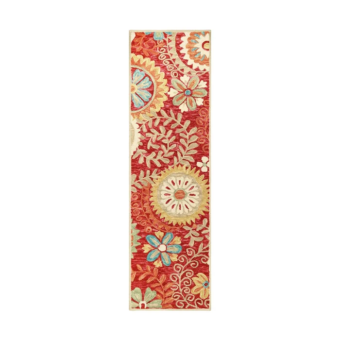 2′ x 8′ Rust Wool Medallion Tufted Handmade Stain Resistant Runner Rug