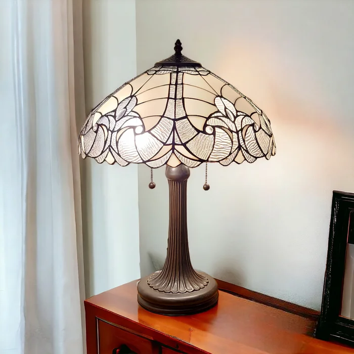 24″ Dark Brown Metal Two Light Candlestick Table Lamp with Dark Brown Shade
