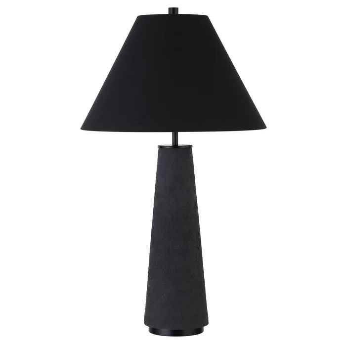 28″ Black Ceramic Table Lamp with Black Cone Shade