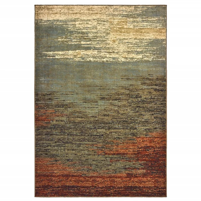 3′ x 5′ Blue and Brown Distressed Area Rug