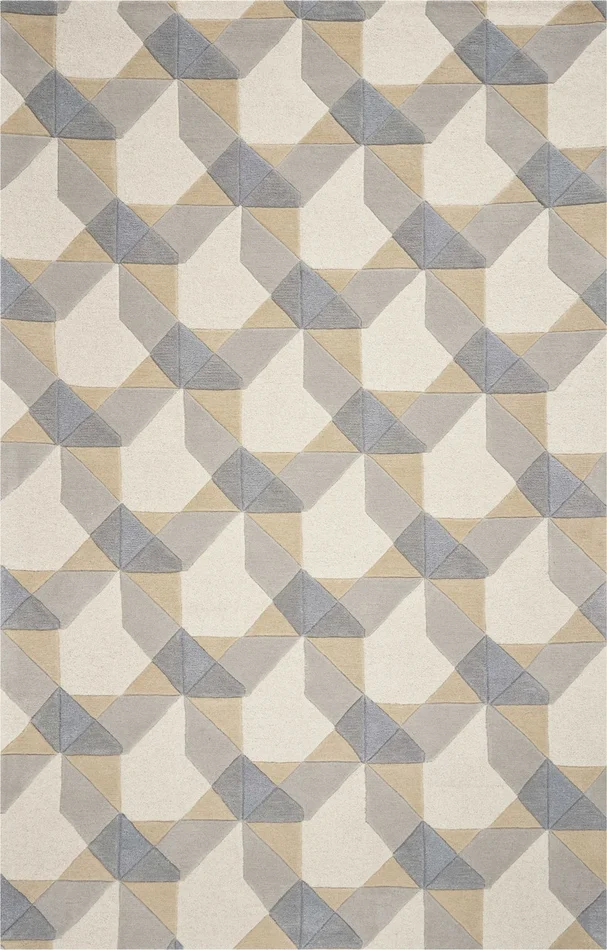 3′ x 5′ Ivory or Grey Geometric Wool Area Rug