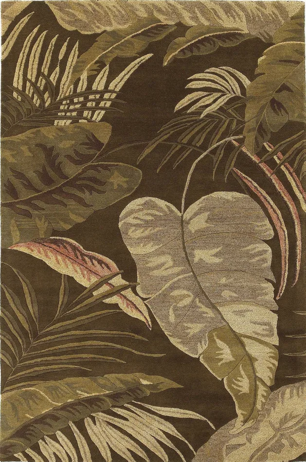3′ x 5′ Mocha Leaves Wool Area Rug
