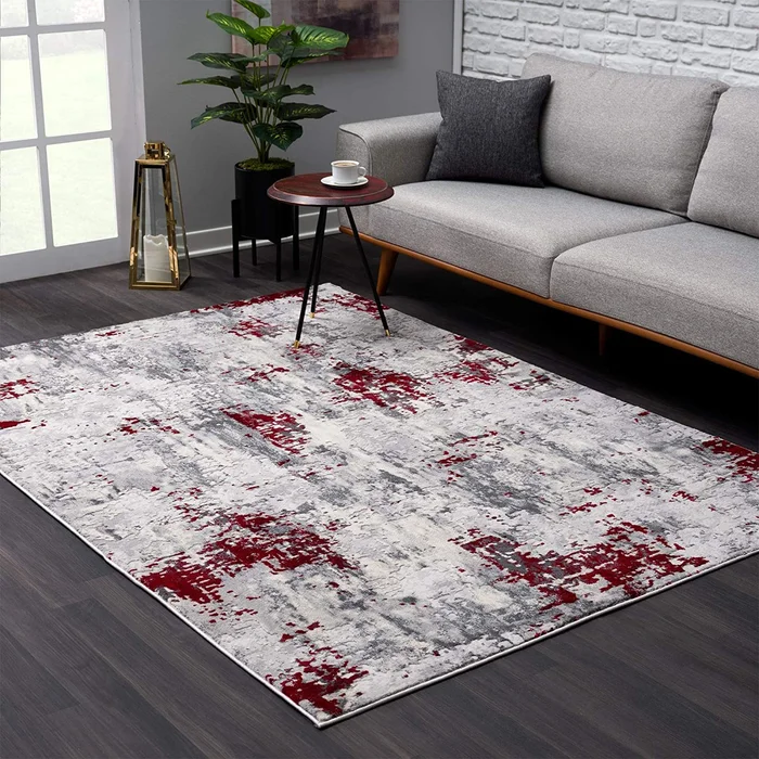 3′ x 5′ Red Abstract Dhurrie Polypropylene Area Rug