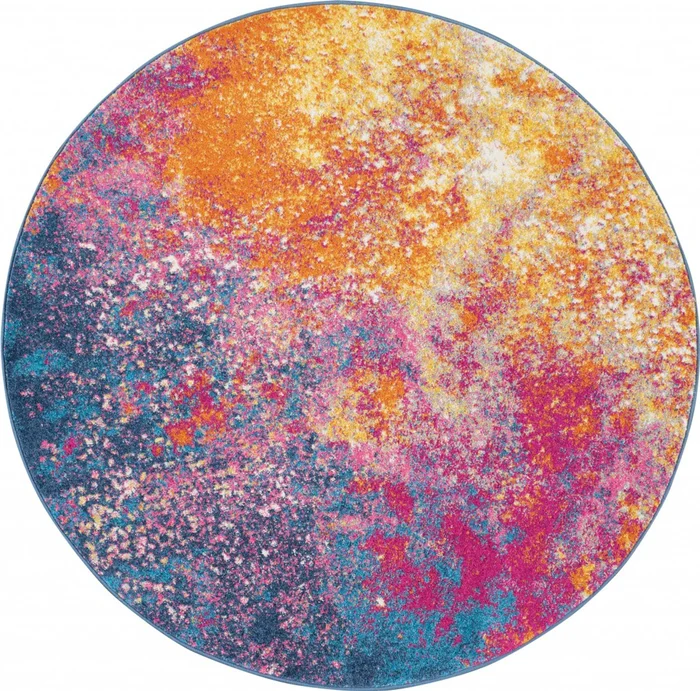 4′ Sunset Round Abstract Power Loom Area Rug