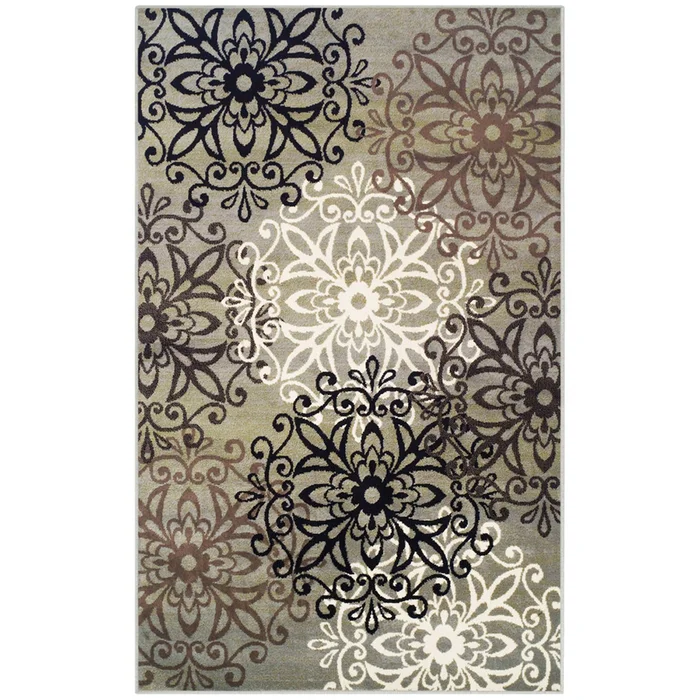 4′ x 6′ Blue and Gray Medallion Power Loom Stain Resistant Area Rug