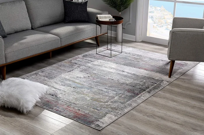 4′ x 6′ Gray Abstract Irregular Blocks Area Rug
