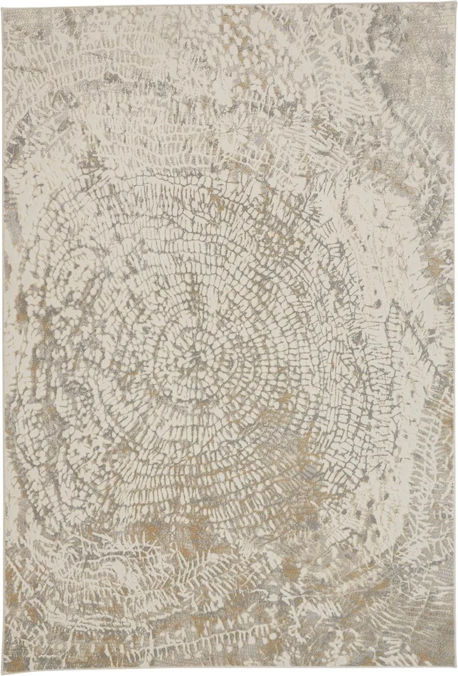4′ x 6′ Ivory Tan & Gray Abstract Area Rug