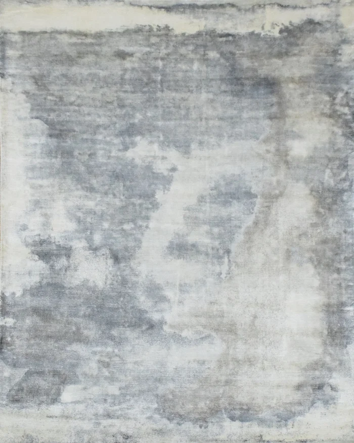 5.7×8 Rug, Abstract Red and Gray Rug made with Viscose Art Silk