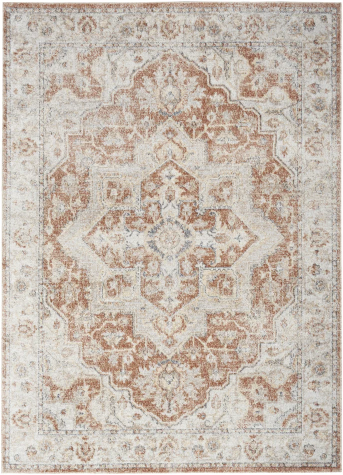 5′ x 7′ Gold Oriental Power Loom Washable Area Rug