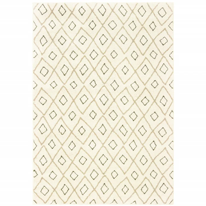 5′ x 7′ Sand Ash Grey and Ivory Geometric Power Loom Stain Resistant Area Rug
