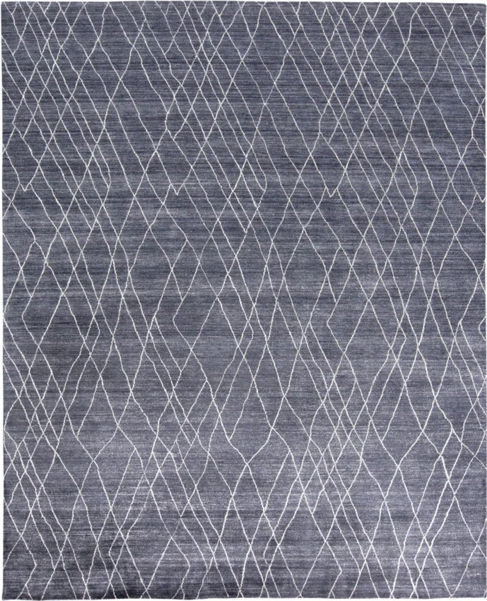 5′ x 8′ Blue and Ivory Abstract Hand Woven Area Rug