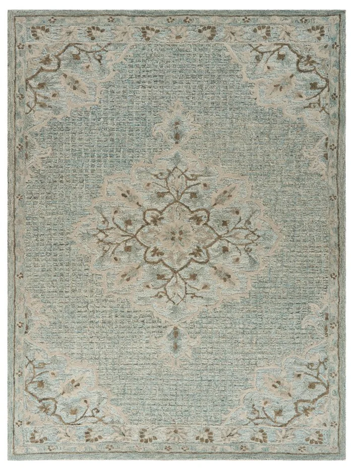 5′ x 8′ Blue Wool Hand Tufted Area Rug