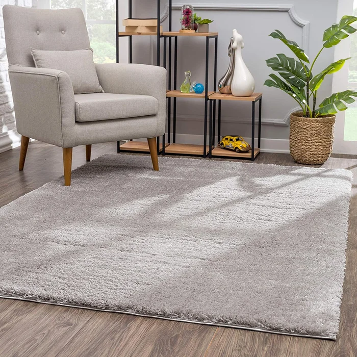 5′ x 8′ Gray Modern Solid Shag Area Rug