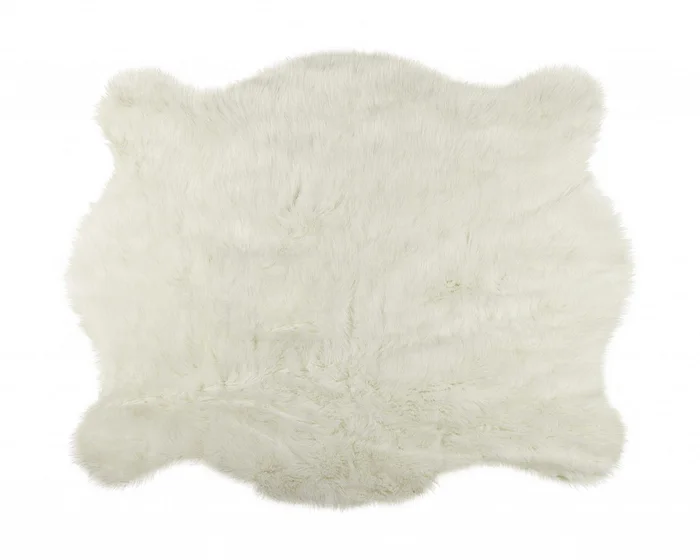 5′ x 8′ Polar Bear Off White Faux Hide Area Rug
