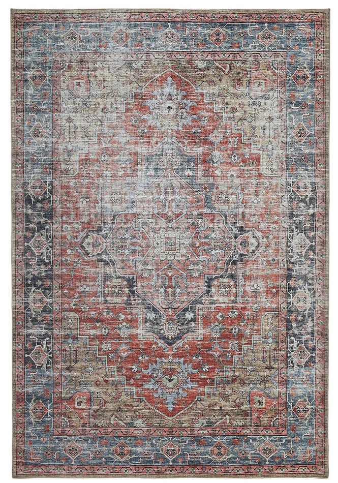 5′ x 8′ Rust Oriental Distressed Stain Resistant Polyester Area Rug