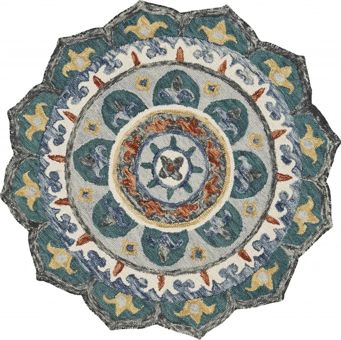 6′ Green Round Wool Hand Tufted Area Rug