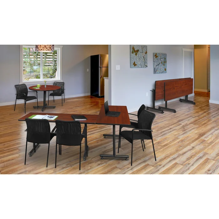 60 Flip Top Mobile Training Table Cherry Finish Foldable Desks – Regency Seating