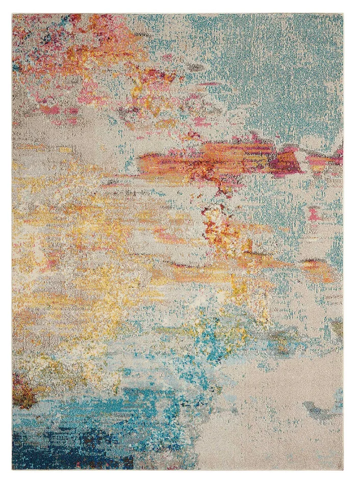 7′ x 10′ Blue and Gray Abstract Power Loom Area Rug
